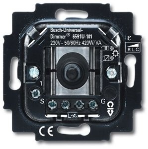 Фото ABB 2CKA006513A0588 BJE Мех Светорегулятор поворотный с подсветкой универсальный 420W/VA (л/н+эл тр-р или л/н+обм тр-р)