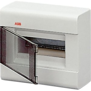 Фото ABB 12468 Europa Бокс навесной серый 8мод. с дымчатой дв. IP41