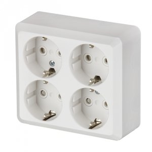 Фото ABB Jussi 2TKA001001G1 Розетка четверная (16 А, в сборе, о/у, з/к, белый)