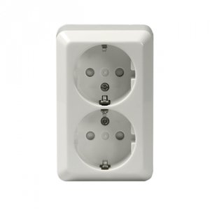 Фото ABB Jussi 2TKA000758G1 Розетка двойная (16 А, в сборе, о/у, з/к, белый)