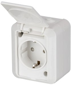 Фото ABB Jussi 2TKA000678G1 Розетка (16 А, IP55, в сборе, шторки, крышка, о/у, з/к, белый)