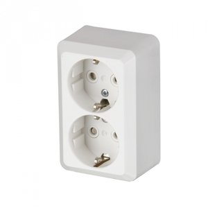 Фото ABB Jussi 2TKA000994G1 Розетка двойная (16 А, в сборе, о/у, з/к, белый)