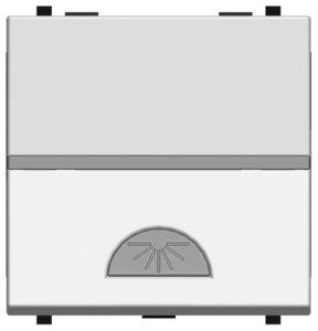 Фото ABB Zenit 2CLA220420N1101 Кнопка с Н.О. контактом 2 модуля (16 А, с возм. подсветки, "свет", под рамку, скрытая установка, альпийский белый)