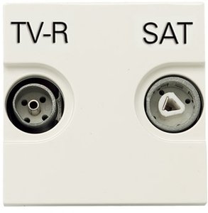 Фото ABB Zenit 2CLA225180N1101 Розетка телевизионная (TV/Radio+SAT, проходная, под рамку, скрытая установка, белый)