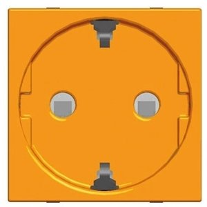 Фото ABB Zenit 2CLA228800N9001 Розетка Schuko с заземляющим контактом и шторками (16 А, под рамку, скрытая установка, оранжевая)