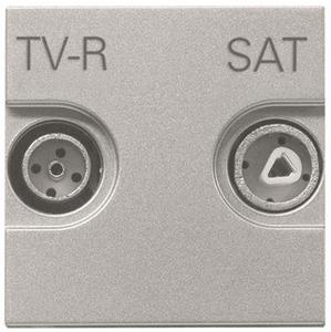 Фото ABB Zenit 2CLA225180N1301 Розетка телевизионная (TV/Radio+SAT, проходная, под рамку, скрытая установка, серебро)