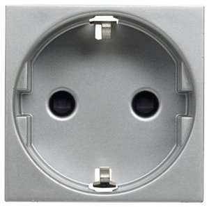 Фото ABB Zenit 2CLA228860N1301 Розетка Schuko с заземляющим контактом и шторками (16 А, безвинт. клеммы, под рамку, скрытая установка, серебро)