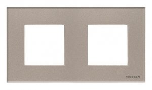 Фото ABB Zenit 2CLA227200N3901 Рамка 2-постовая (2+2 модуля, стекло «брызги шампанского»)
