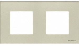 Фото ABB Zenit 2CLA227200N3501 Рамка 2-постовая (2+2 модуля, стекло жемчужное)