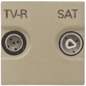 Фото ABB Zenit 2CLA225130N1901 Розетка телевизионная (TV/Radio+SAT, "звезда", под рамку, скрытая установка, шампань)