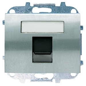 Фото ABB Olas 8418.1 AP Накладка для суппорта (RJ11/RJ45, шторки, поле для надписи, перламутровый)