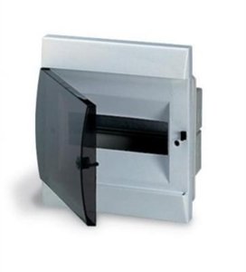 Фото ABB 1SL0511A06 Unibox Бокс встраиваемый белый 12мод. c дымчатой дв. IP40 (с клеммным блоком)