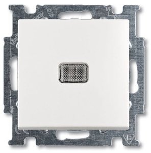 Фото ABB Basic55 2CKA001413A1081 Выключатель одноклавишный (Н.О. контакт, подсветка, 10 А, под рамку, скрытая установка, альпийский белый)
