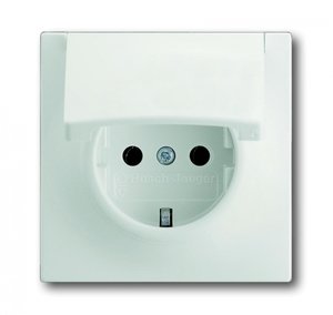 Фото ABB Impuls 2CKA002018A1497 Розетка Schuko (16A, под рамку, с/у, з/к, крышка, белый бархат)