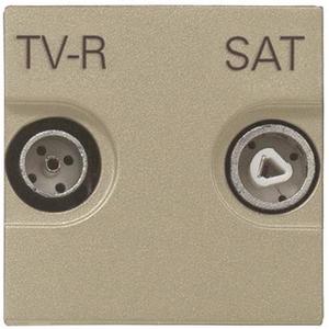Фото ABB Zenit 2CLA225180N1901 Розетка телевизионная (TV/Radio+SAT, проходная, под рамку, скрытая установка, шампань)