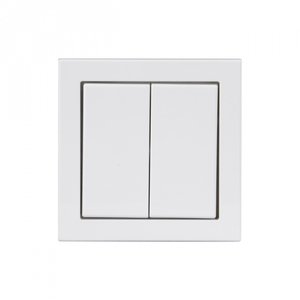 Фото ABB Impressivo 2TKA000173G1 Выключатель двухклавишный (2 доп. клеммы, 16 А, в сборе, IP44, с/у, белый)