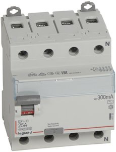 Фото Legrand DX3 411722 Выключатель дифференциального тока четырехполюсный 25А 300мА (тип AC)