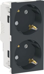 Фото Schneider Electric Unica New NU306754A Розетка с заземляющим контактом (16 А, 4 модуль, винт. зажимы, под рамку, шторки, скрытая установка, антрацит)