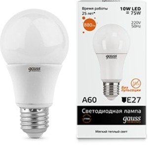 Фото Gauss 23210 Лампа LED Elementary A60 E27 10W 220V 3000K