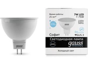 Фото Gauss 13537 Лампа LED Elementary MR16 GU5.3 7W 6500K 1/10/100