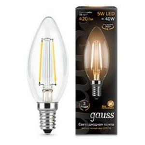 Фото Gauss 103801105 Лампа LED Filament Candle E14 5W 2700К 1/10/50