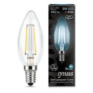 Фото Gauss 103801205 Лампа LED Filament Candle E14 5W 4100К 1/10/50