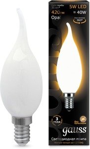 Фото Gauss 104201105 Лампа LED Filament Candle Tailed Opal E14 5W 2700К 1/10/50