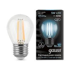Фото Gauss 105802205 Лампа LED Filament Globe E27 5W 4100K 1/10/50