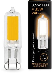 Фото Gauss 107809103 Лампа LED G9 AC220-240V 3.5W 3000K Glass 1/10/200