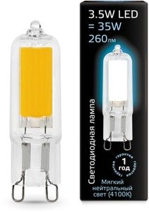 Фото Gauss 107809203 Лампа LED G9 AC220-240V 3.5W 4100K Glass 1/10/200