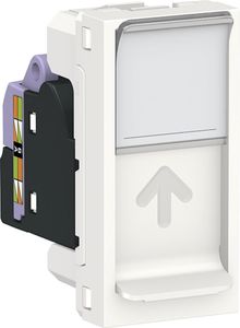 Фото Schneider Electric Unica New NU341418 Розетка компьютерная (RJ45, 1 модуль, cat.6, UTP, под рамку, скрытая установка, белая)