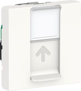 Фото Schneider Electric Unica New NU341318 Розетка компьютерная (RJ45, 2 модуль, cat.5e, STP, под рамку, скрытая установка, белая)