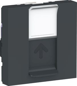 Фото Schneider Electric Unica New NU341554 Розетка компьютерная (RJ45, 2 модуля, cat.6, UTP, под рамку, скрытая установка, антрацит)