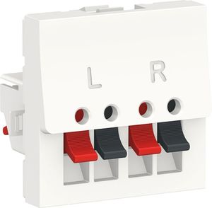 Фото Schneider Electric Unica New NU348618 Розетка аудио (2xAudio, 2 модуль, под рамку, скрытая установка, белая)
