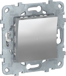 Фото Schneider Electric Unica New NU553730 Выключатель двухкнопочный релейный (10 А, под рамку, скрытая установка, алюминий)