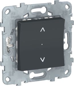 Фото Schneider Electric Unica New NU550854 Выключатель двухкнопочный для жалюзи (10 А, под рамку, скрытая установка, антрацит)