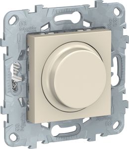Фото Schneider Electric Unica New NU551644 Светорегулятор поворотный (200 Вт, R+C+L, под рамку, скрытая установка, бежевый)
