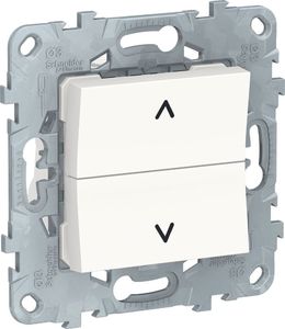 Фото Schneider Electric Unica New NU520718 Выключатель двухкнопочный для жалюзи (10 А, под рамку, скрытая установка, белый)