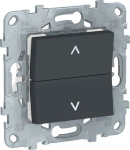 Фото Schneider Electric Unica New NU520754 Выключатель двухкнопочный для жалюзи (10 А, под рамку, скрытая установка, антрацит)