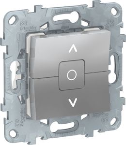 Фото Schneider Electric Unica New NU520830 Выключатель трехклавишный для жалюзи (10 А, под рамку, скрытая установка, алюминий)