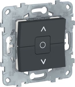 Фото Schneider Electric Unica New NU520854 Выключатель трехклавишный для жалюзи (10 А, под рамку, скрытая установка, антрацит)