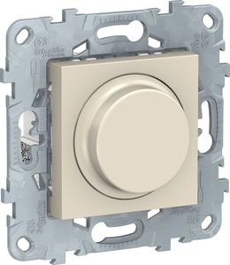 Фото Schneider Electric Unica New NU551444 Светорегулятор поворотный (200 Вт, R+C+L, под рамку, скрытая установка, бежевый)