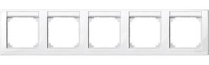 Фото Schneider Electric Merten M-Smart MTN471519 Рамка 5-постовая (горизонтальная, поле для надписи, полярно-белый)