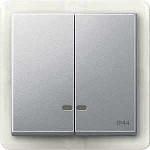 Фото Schneider Electric System M MTN3424-0604 Клавиша двойная с окошком (IP44, индикация, алюминий)