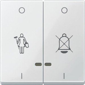 Фото Schneider Electric System M MTN3429-0319 Клавиша двойная "Перечеркнутый звонок" и "Горничная" с окошком (индикация, полярно-белая)