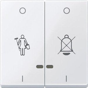 Фото Schneider Electric System M MTN3429-0325 Клавиша двойная "Перечеркнутый звонок" и "Горничная" с окошком (индикация, белая)
