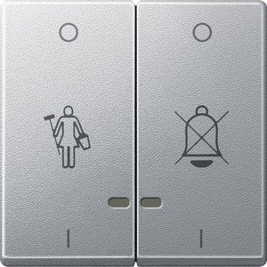 Фото Schneider Electric System M MTN3429-0604 Клавиша двойная "Перечеркнутый звонок" и "Горничная" с окошком (индикация, алюминий)