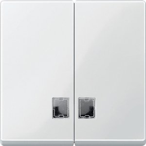 Фото Schneider Electric System M MTN438519 Клавиша двойная с прямоугольным окошком (индикация, полярно-белая)