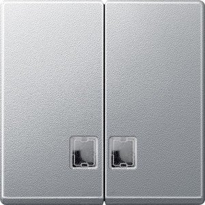 Фото Schneider Electric System M MTN437560 Клавиша двойная с прямоугольным окошком (индикация, алюминий)