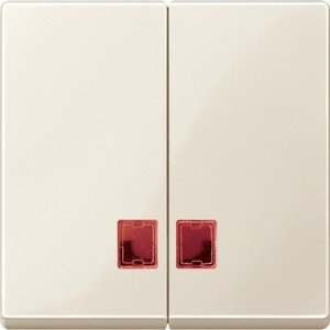 Фото Schneider Electric System M MTN3456-0344 Клавиша двойная с красным прямоугольным окошком (индикация, бежевая)